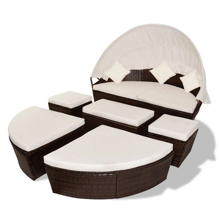 vidaXL Garden Bed with Canopy Brown 186x226 cm Poly Rattan