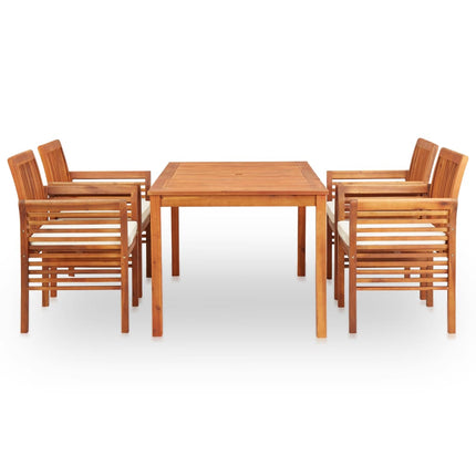 5 Piece Outdoor Dining Set with Cushions Solid Wood Acacia