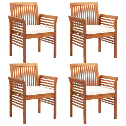 5 Piece Outdoor Dining Set with Cushions Solid Wood Acacia