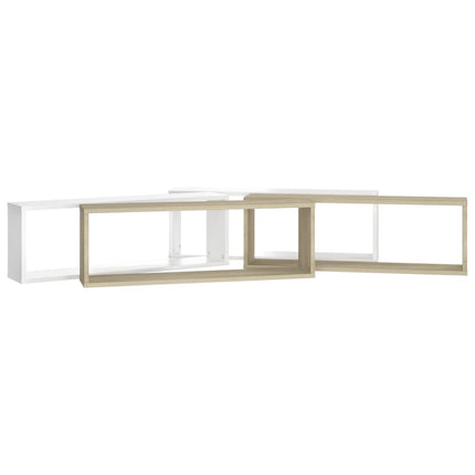 Wall Cube Shelves 4 pcs White&Sonoma Oak 80x15x26.5cm Engineered Wood