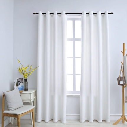 vidaXL Blackout Curtains with Metal Rings 2 pcs Off White 140x225 cm