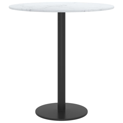 vidaXL Table Top White Ø40x0.8 cm Tempered Glass with Marble Design