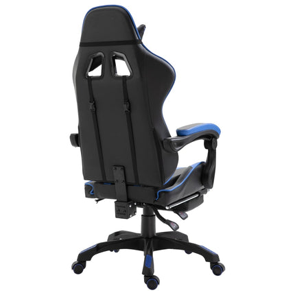 vidaXL Gaming Chair with Footrest Blue Faux Leather