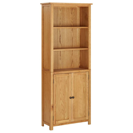 vidaXL Bookcase with 2 Doors 90x30x200 cm Solid Oak Wood