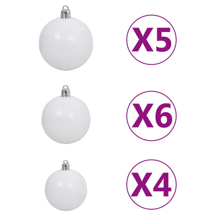Slim Christmas Tree with LEDs&Ball Set White 120 cm