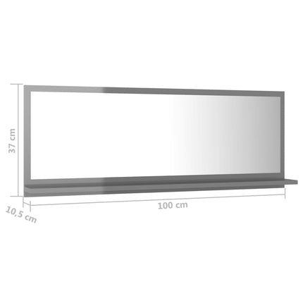 vidaXL Bathroom Mirror High Gloss Grey 100cm Chipboard
