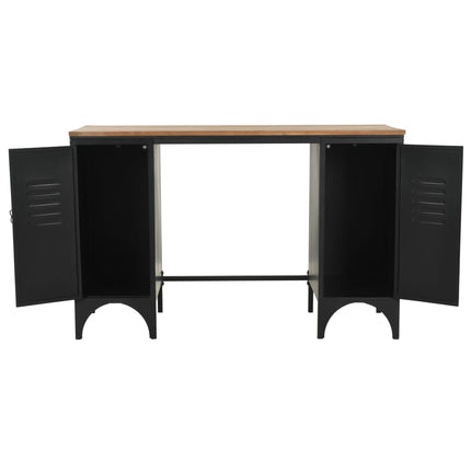 Double Pedestal Desk Solid Firwood and Steel 120x50x76 cm
