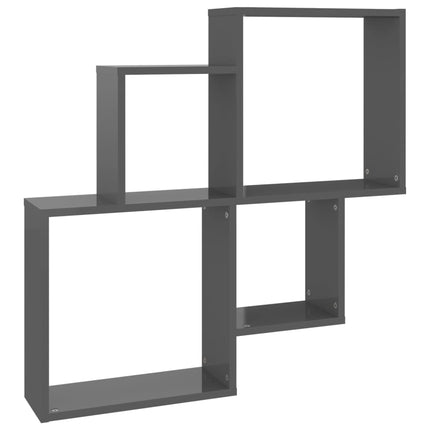 vidaXL Wall Cube Shelf High Gloss Grey 80x15x78.5 cm Chipboard