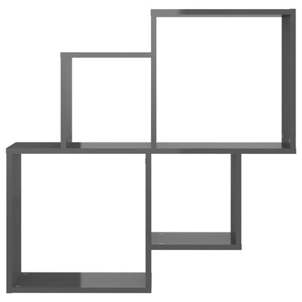 vidaXL Wall Cube Shelf High Gloss Grey 80x15x78.5 cm Chipboard