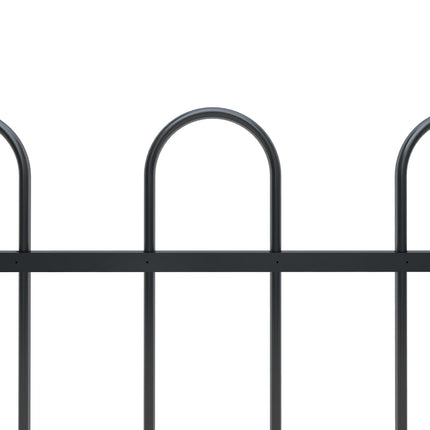 Garden Fence with Hoop Top Steel 1.7x1 m Black
