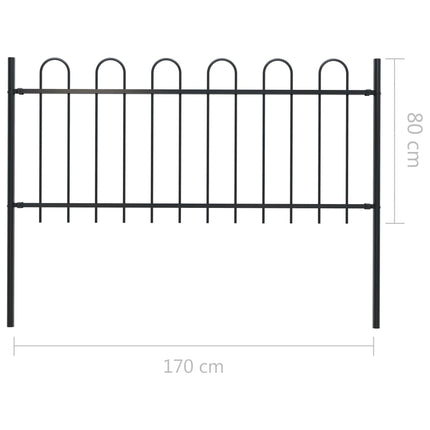 Garden Fence with Hoop Top Steel 1.7x1 m Black