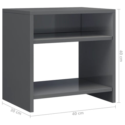 vidaXL Bedside Cabinet High Gloss Grey 40x30x40 cm Chipboard