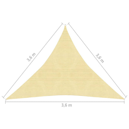 vidaXL Sunshade Sail HDPE Triangular 3.6x3.6x3.6 m Beige