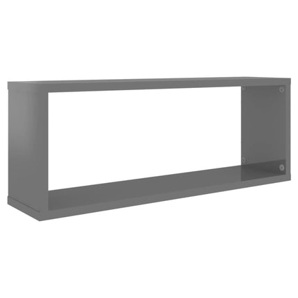 vidaXL Wall Cube Shelves 4 pcs High Gloss Grey 60x15x23 cm Chipboard