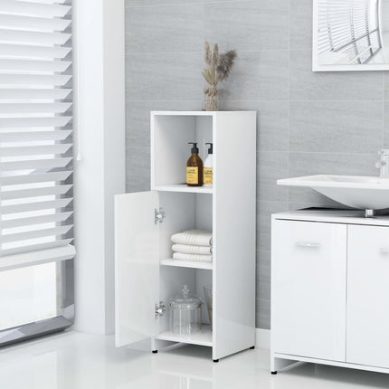 Bathroom Cabinet High Gloss White 30x30x95 cm Engineered Wood