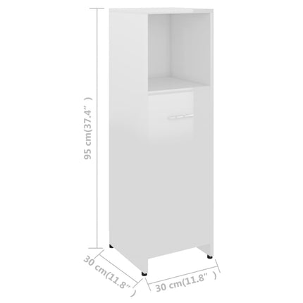 Bathroom Cabinet High Gloss White 30x30x95 cm Engineered Wood
