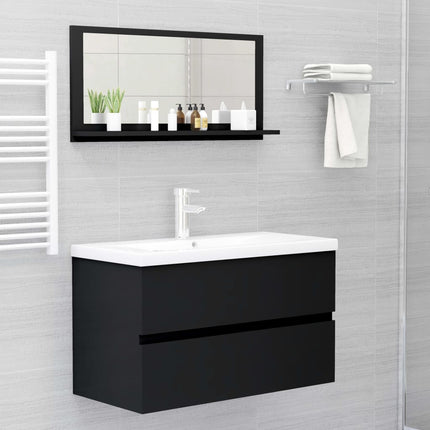 vidaXL Bathroom Mirror Black 80x10.5x37cm Chipboard