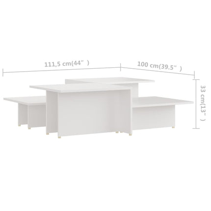 vidaXL Coffee Tables 2 pcs White 111.5x50x33 cm Engineered Wood