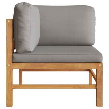 Corner Sofa with Dark Grey Cushions Solid Teak Wood