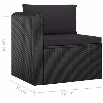 vidaXL 4 Piece Garden Sofa Set with Cushions Poly Rattan Black