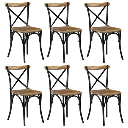 vidaXL Cross Chairs 6 pcs Black Solid Mango Wood