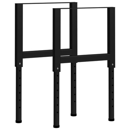 vidaXL Adjustable Work Bench Frames 2 pcs Metal 55x(69-95.5) cm Black