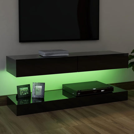 TV Cabinet with LED Lights High Gloss Black 120x35 cm