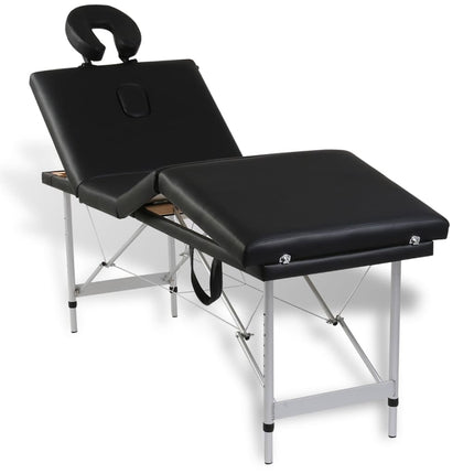 Black Foldable Massage Table 4 Zones with Aluminium Frame