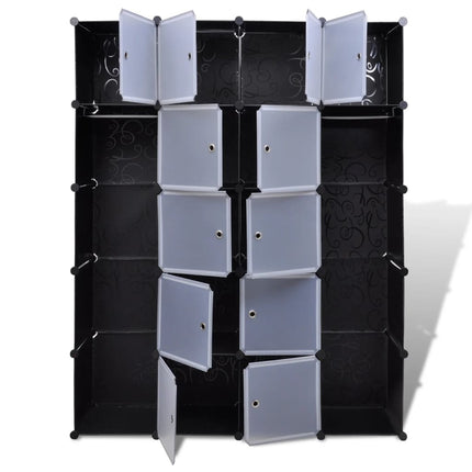 vidaXL Modular Cabinet 14 Compartments Black and White 37x146x180.5 cm