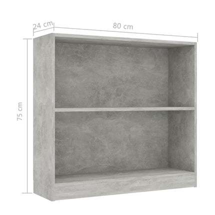 Bookshelf Concrete Grey 80x24x75 cm Engineered Wood