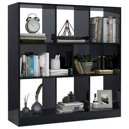 Book Cabinet High Gloss Black 97.5x29.5x100 cm Engineered Wood
