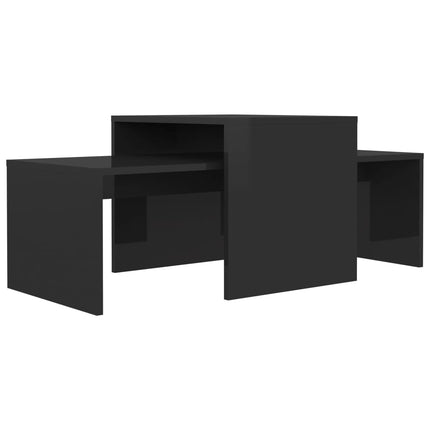 vidaXL Coffee Table Set High Gloss Black 100x48x40 cm Chipboard