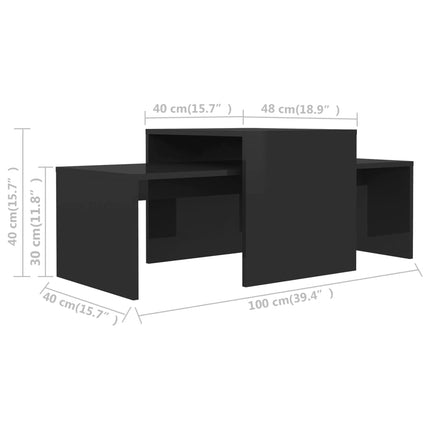 vidaXL Coffee Table Set High Gloss Black 100x48x40 cm Chipboard