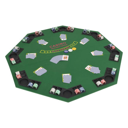 vidaXL 8-Player Folding Poker Tabletop 2 Fold Octagonal Green