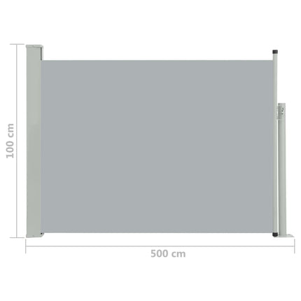 vidaXL Patio Retractable Side Awning 100x500 cm Grey