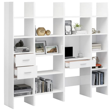 vidaXL 4 Piece Book Cabinet Set High Gloss White Chipboard