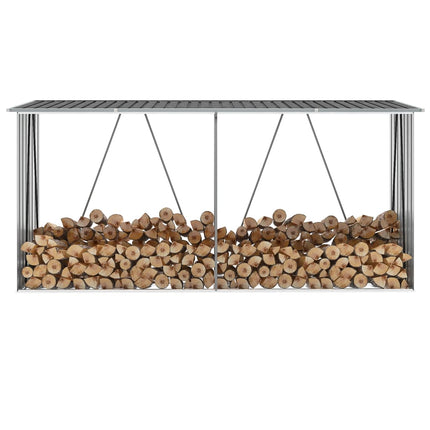 vidaXL Garden Log Storage Shed Galvanised Steel 330x84x152 cm Anthracite