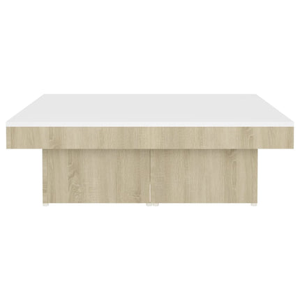 vidaXL Coffee Table White and Sonoma Oak 90x90x28 cm Chipboard