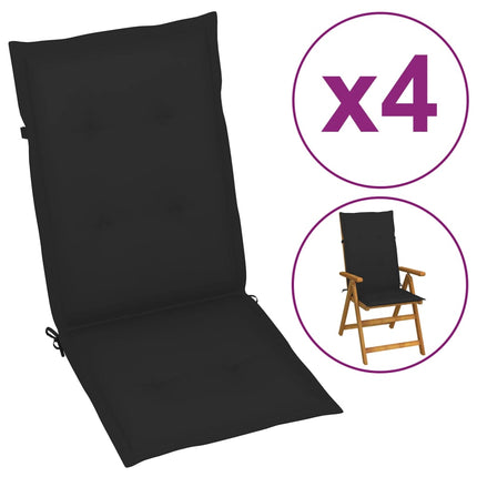 vidaXL Garden Chair Cushions 4 pcs Black 120x50x3 cm