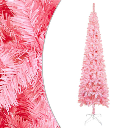 Slim Christmas Tree with LEDs&Ball Set Pink 120 cm