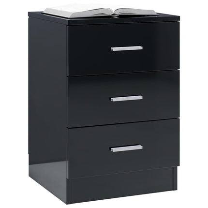 vidaXL Bedside Cabinets 2 pcs High Gloss Black 38x35x56 cm Chipboard