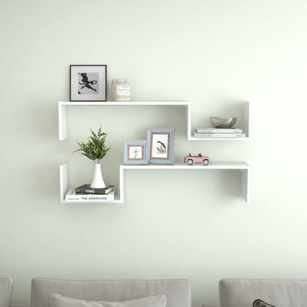 vidaXL Wall Shelves 2 pcs High Gloss White 100x15x20 cm Chipboard