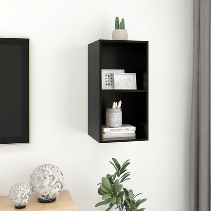 Wall-mounted TV Cabinet Black 37x37x72 cm Engineered Wood