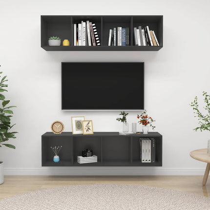 vidaXL Wall-mounted TV Cabinets 2 pcs Grey Chipboard