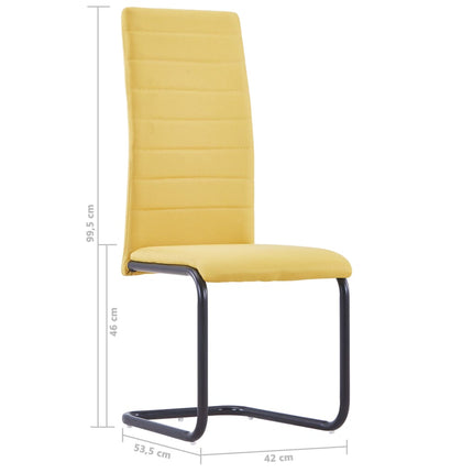 vidaXL Cantilever Dining Chairs 2 pcs Yellow Fabric