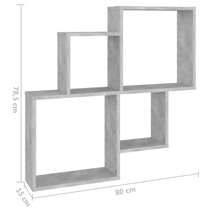 Wall Cube Shelf Concrete Grey 80x15x78.5 cm Engineered Wood