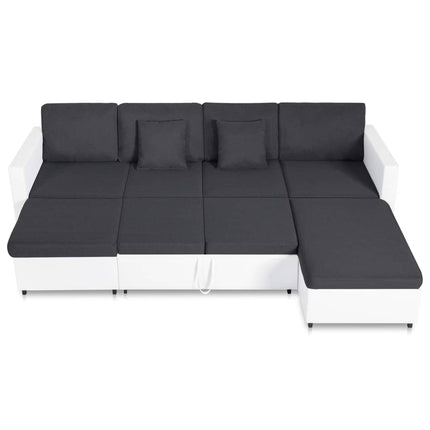 vidaXL 4-Seater Pull-out Sofa Bed Faux Leather White