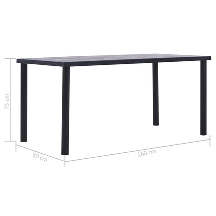 vidaXL Dining Table Black and Concrete Grey 160x80x75 cm MDF