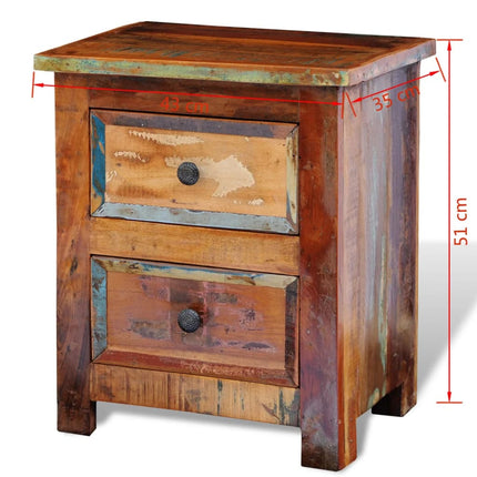 vidaXL Nightstand with 2 Drawers Solid Reclaimed Wood
