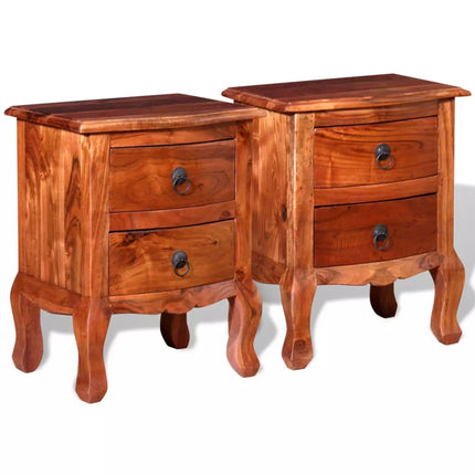 vidaXL Nightstands with Drawers 2 pcs Solid Acacia Wood